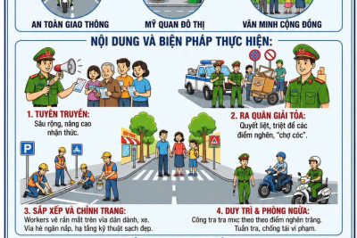Tờ rơi tuyên truyền Kế hoạch cao điểm hành lang ATGT, giải quyết điểm nghẽn trật tự đô thị của UBND phường Nam Định.