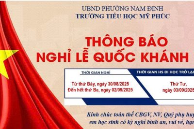 Trường Tiểu học Mỹ Phúc thông báo lịch nghỉ lễ 02/09/2025